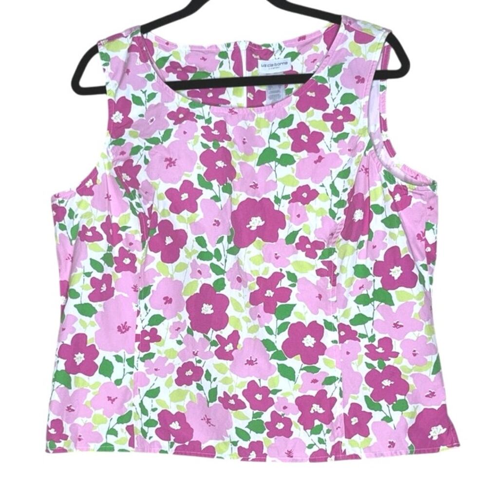 Liz Claiborne Floral Top, Sleeveless Spring Shirt, Vintage, Old Money, Retro